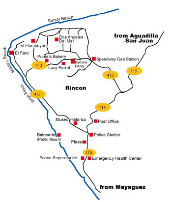 Map of Dos Angeles Del Mar Bed and Breakfast in Rincon